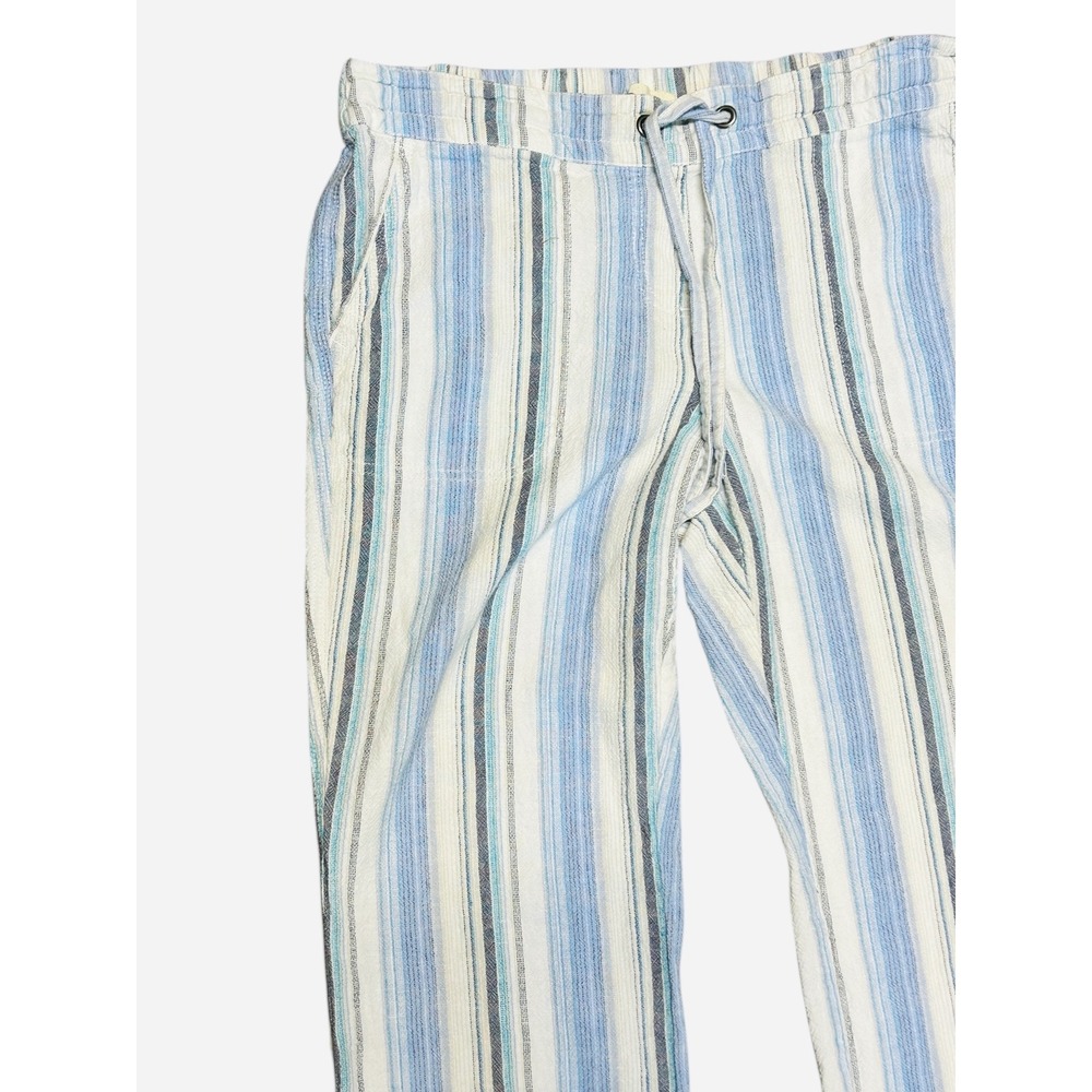 Per Se Blue Striped Linen Blend Drawstring Pants Women Size M - Picture 3 of 10